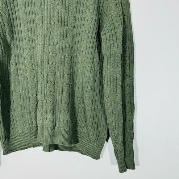 Eddie Bauer Green 100% cotton braid knit detail men’s large tall - Picture 5 of 8